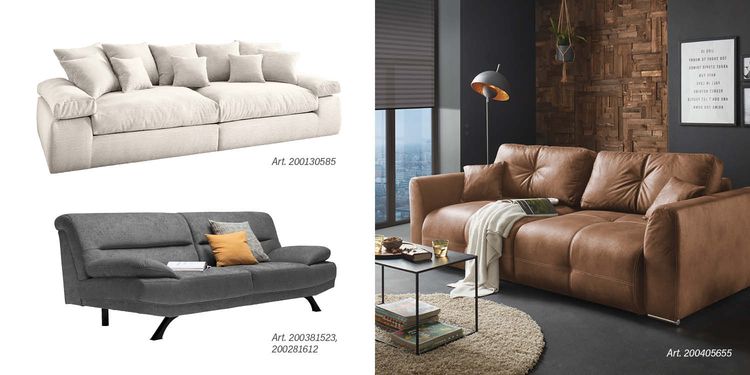 Verschiedene Sofas der Sofaart Einzelsofas und Bigsofas